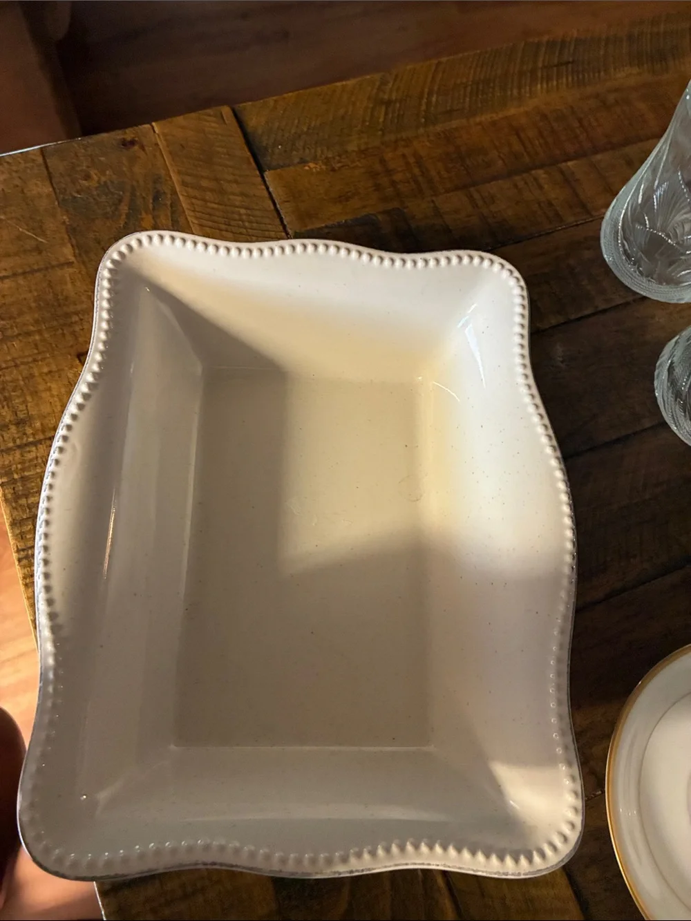 White Ceramic Scalloped Serving Dish